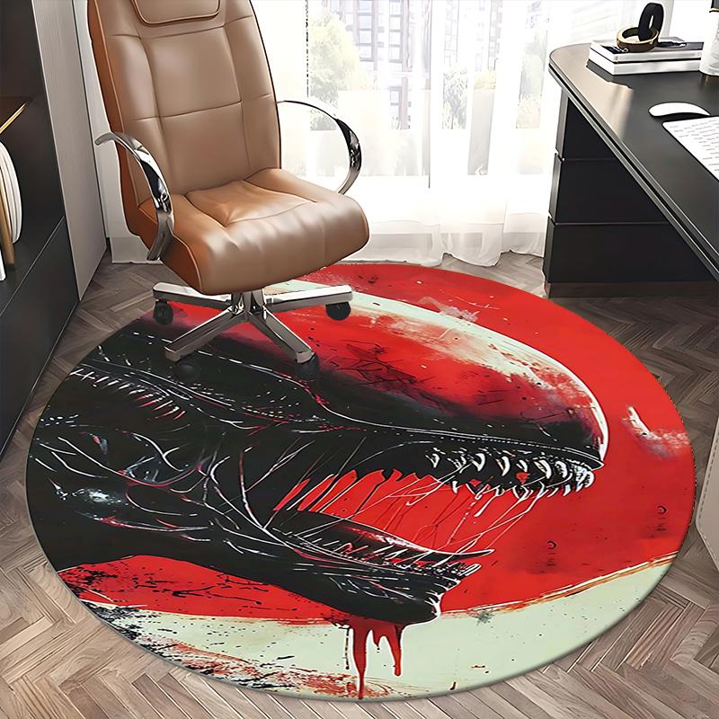 Alien,Horror Chair mat Round Rug Office carpet, Machine Washable, Non slip, Suitable for Living Rooms, Bedrooms