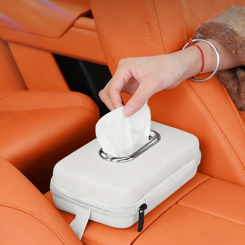 Car Tissue Organizer, Standard Size Tissue Dispenser for Vehicles, Faux Leather Napkin Holder, Backseat Tissue Storage Bag