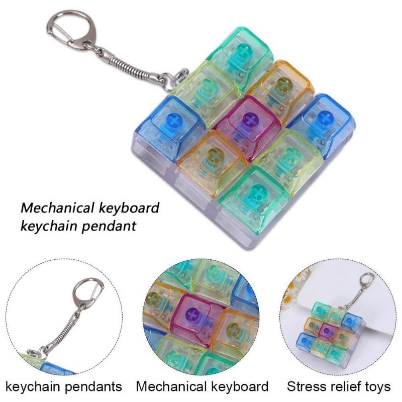 Relaxing DIY 9 Keys Keyboard Fidget Toy, Fidget Clicker Keyboard Fidget Keychain, Button Fidget Gifts for Adults To Relieve Stress and Pass Time