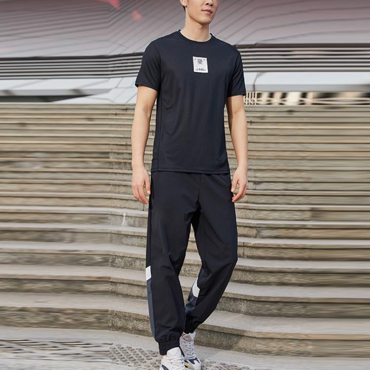 Li Ning Training Series Fitted Round Neck Short Sleeve T-Shirt Men Tops Black ATSQ229-2