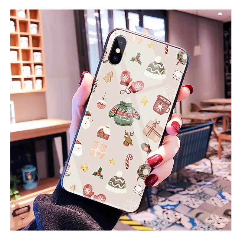 Glass Phone Case For iPhone 17 Pro Max Air 17 16 15 14 13 Pro Max 15 16 Pro 15Plus Christmas Tree Light