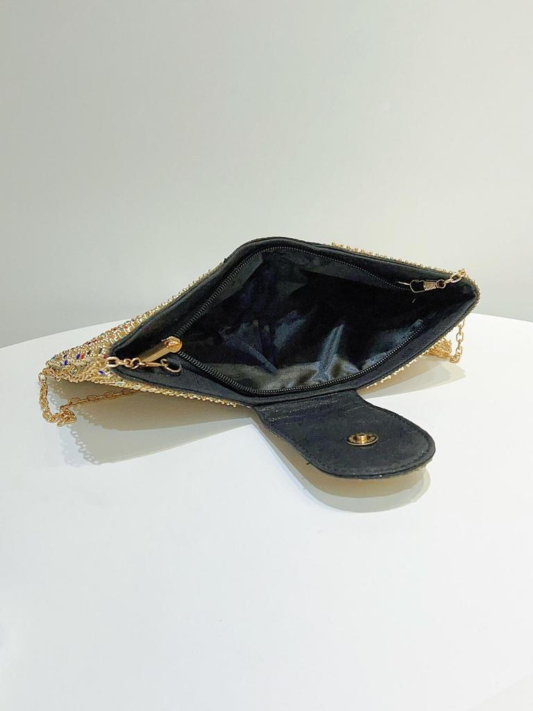 Vintage European-American Diamond Clutch: High-End, One-Shoulder Crossbody Bag for Elegant Evenings