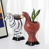 Creative Unique Giraffe/Zebras Shaped Succulent Holder Animal Plant Pot Tabletop Planter for Home or Office Decoration