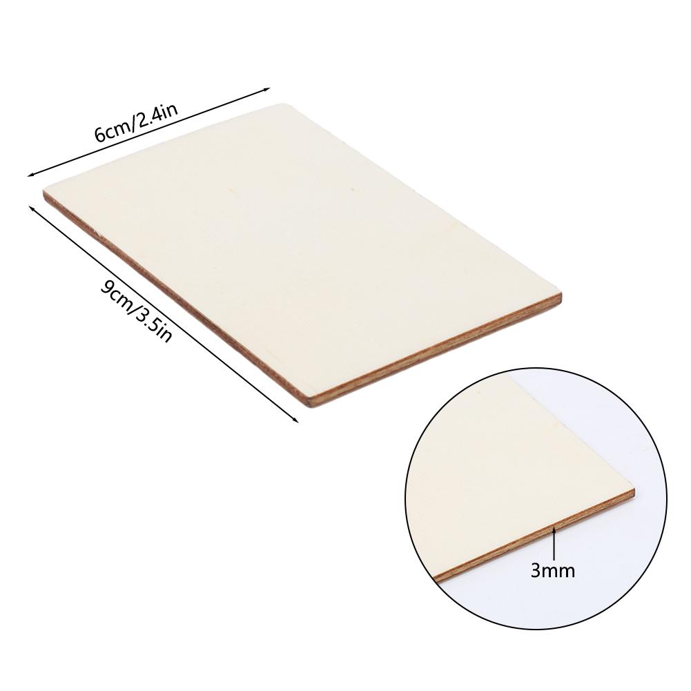 50 Pieces Unfinished Square Wood Slices Blank 3.5 X 2.3 Inches Rectangle Chips For Painting DIY Craft Decoration