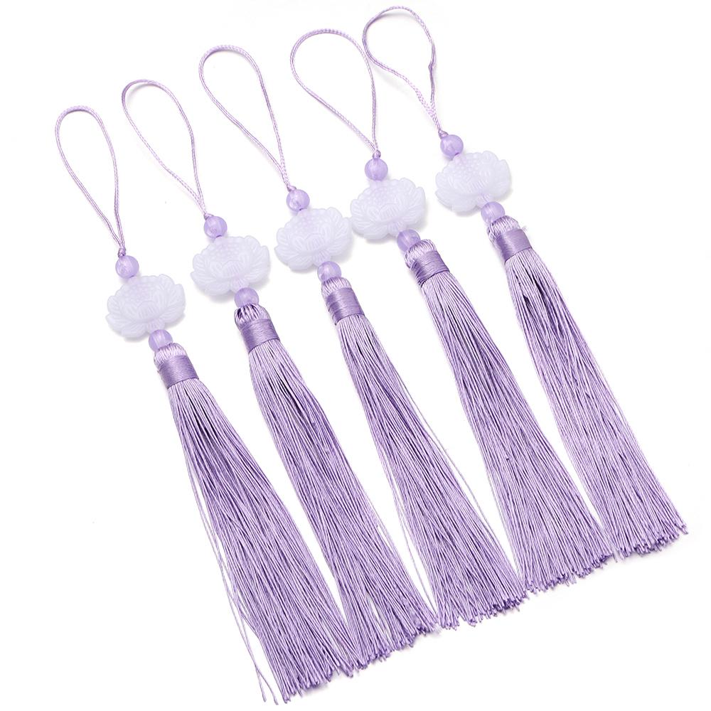 10pcs 23cm Tassel Silk Fringe Trim Colorful Handmade White Jade Lotus Tassels For DIY Bookmarks Souvenir Home Party Gift Decor