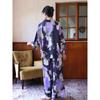 Women's Silk Pajamas Set Printed Purple Loose Long-Sleeve 2 Piece Sleepwear for Women Home Clothes Can Be Wear Outside Suits