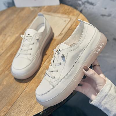 The First Layer of Cowhide Little White Shoes Women's New Single Shoes Versatile Leather Shoes Jelly Casual Soft Baseplate Shoes
