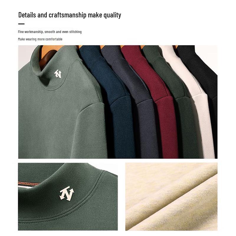 Luomeng Men's Winter Fleece-Lined Mock Neck Pullover Sweatshirt BYB81