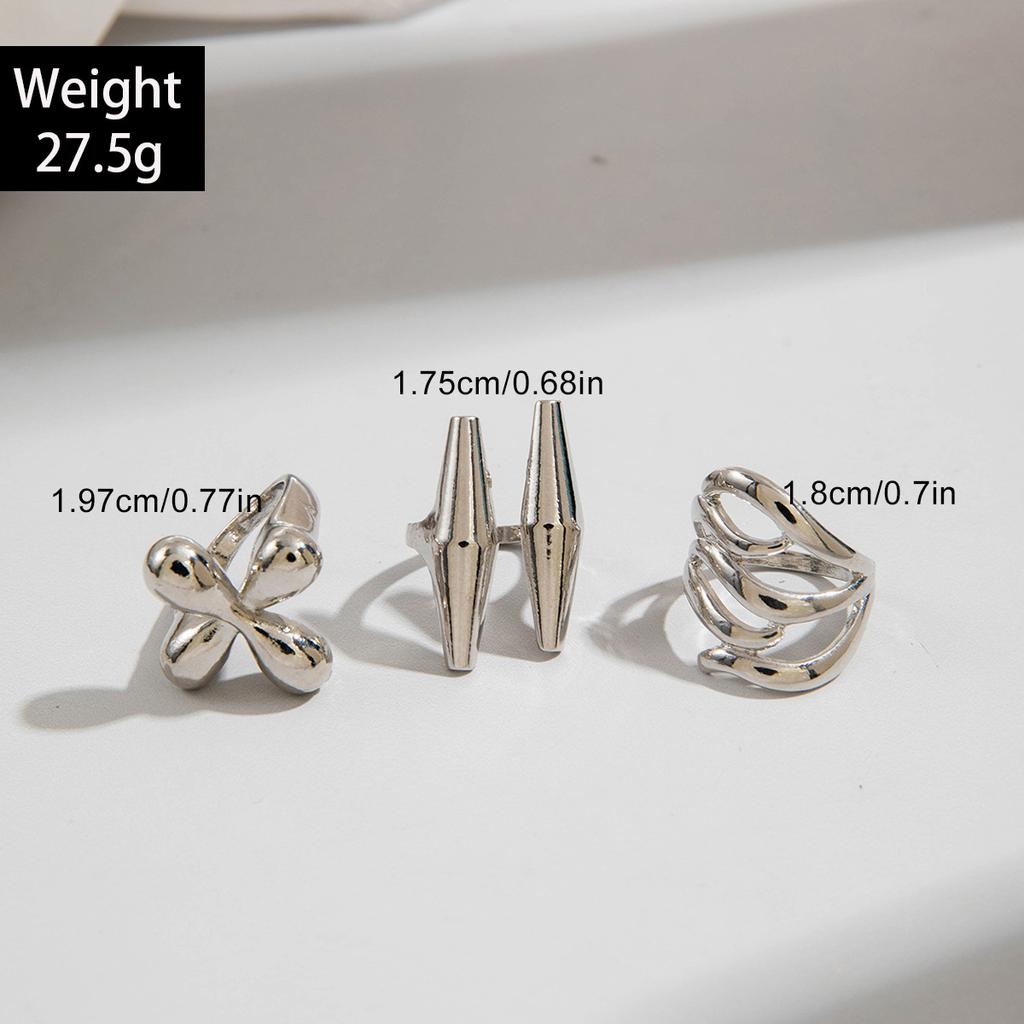Fashionable irregular geometric openwork ring set design sense peach heart butterfly opening ring for women