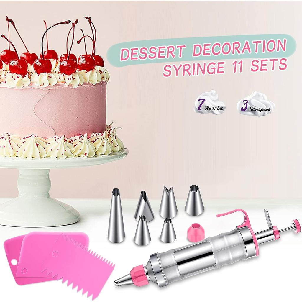 Cake Syringe, Stainless Steel 13-Piece Set, Professional Cream Syringe Stainless Steel with 6 Nozzles, Cake Syringe Cake Accessories, Stainless Steel