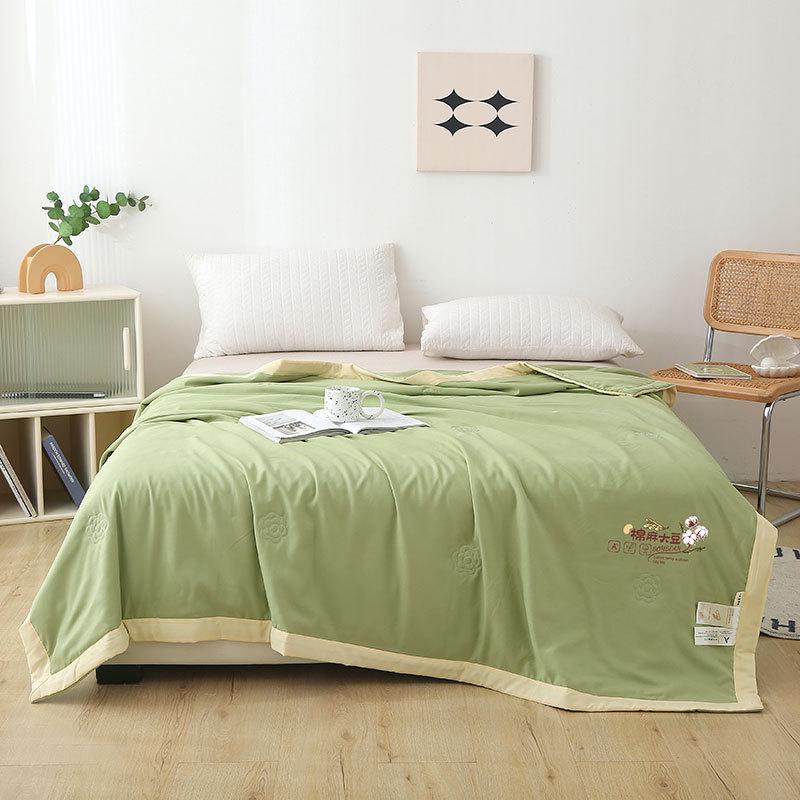 2026 Summer Cotton-Linen Quilt: Hand-Stitched Edging, Cool & Lightweight for Air Conditioning