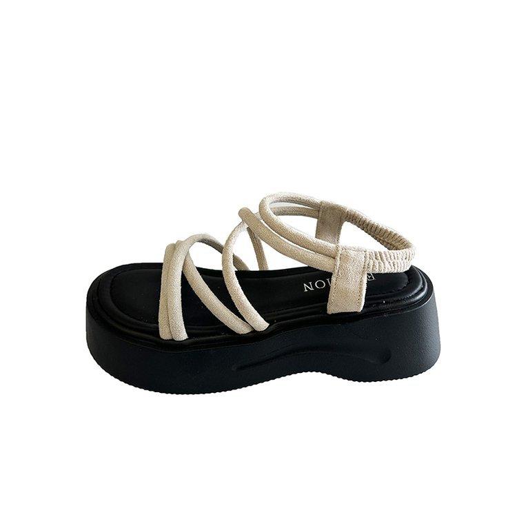 

Platform sandals women s 2025 new summer retro fashion word with small platform casual Roman sandals 40