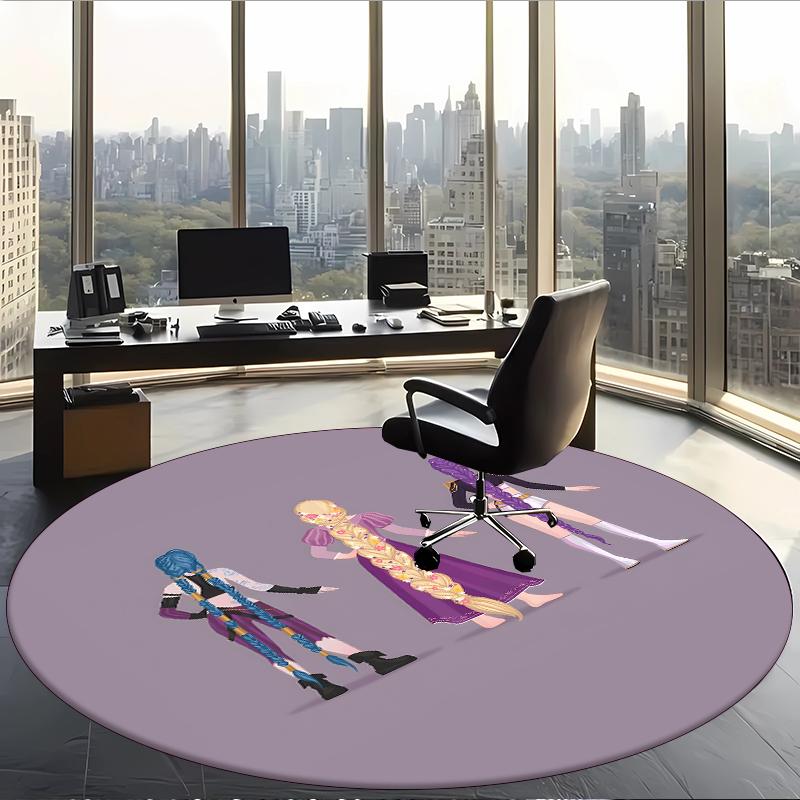 Huntrix (222) Round Office Rug Decorative Floor Rug for Office Bedroom Living Room and Home Space