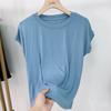 Short Sleeved T-shirt for Women Niche Solid Color Fashionable Summer Outfit Thin Top