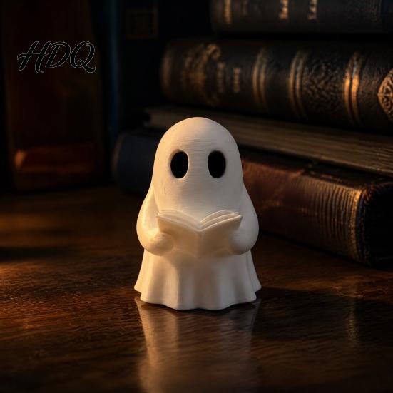 Unique Ghost Gifts for Kids Halloween Mini Reading Book Ornament 3D Printed Cute Little Decorative Figures Bookshelves Figurine Durable PLA Creative