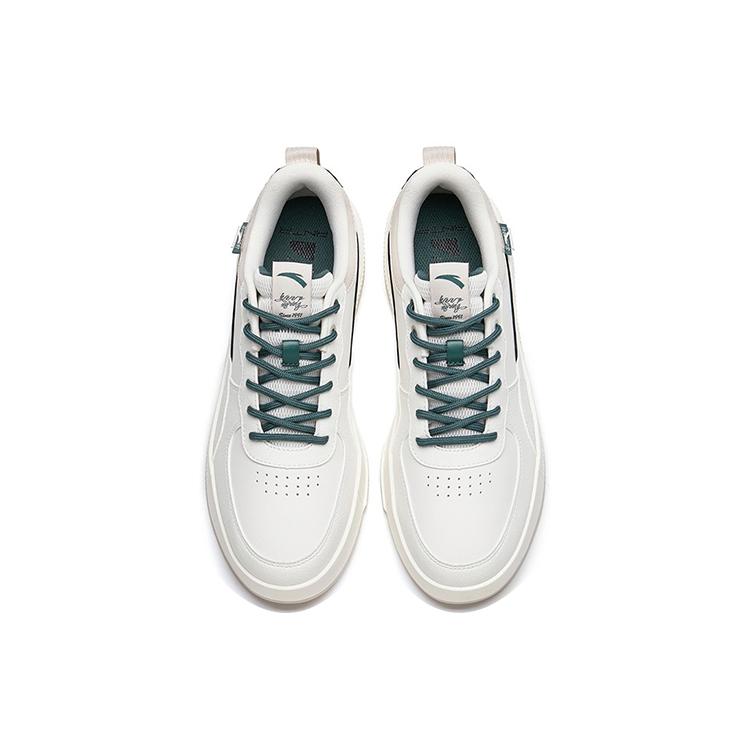 New ANTA Life Collection Skateboard Shoes Men Low Top Ivory White/Deep Moss Green 912228012-3