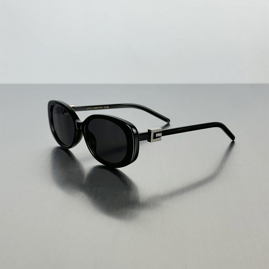 Women's High-End Retro Oval Sunglasses with UV Protection - Ni Ni Cai Wenjing Style