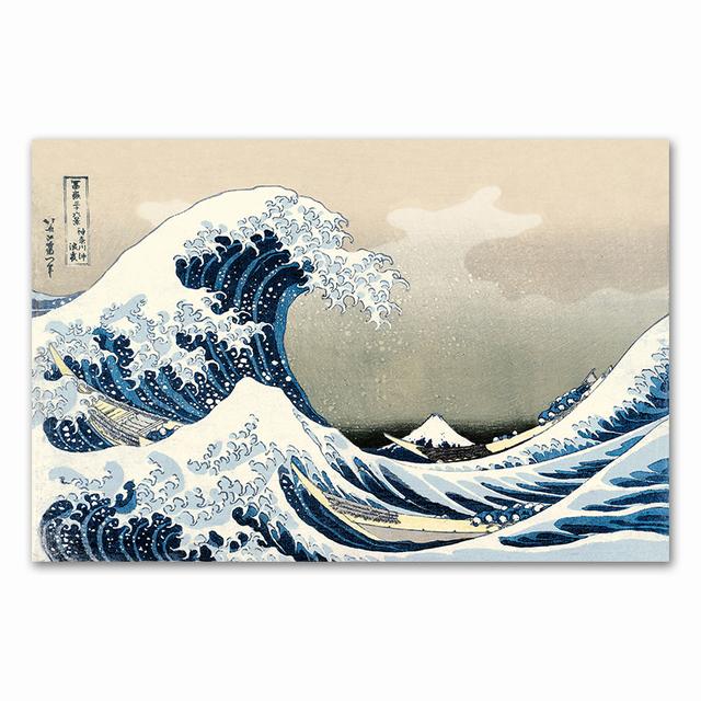 Original Kanagawa Surfing Katsushika Hokusai Canvas Painting Print Picture Poster Wall Bedroom Home Decoration No Frame