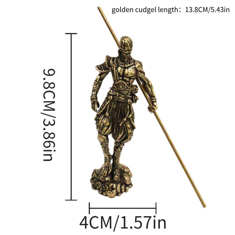 Unique Antique Style Sun Wukong Brass Statue Majestic Desktop Art For Collectors