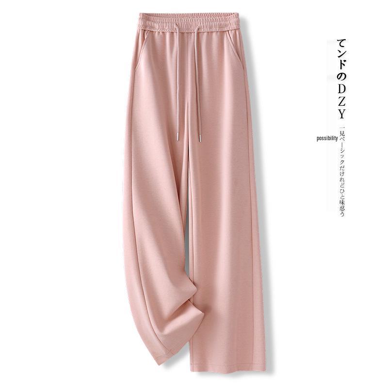 2025 Gray High-Waisted Wide-Leg Women's Sweatpants - Trendy Drapey and Loose for Spring and Autumn