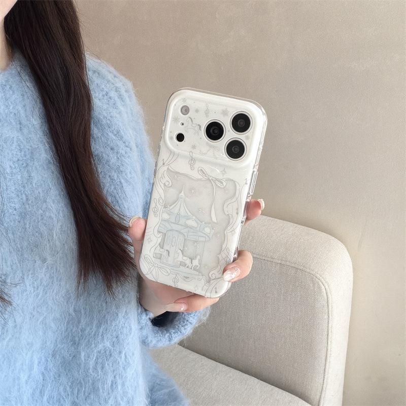 

Cute Carousel Cartoon Blue iPhone 17/16 Pro Max/15 Pro Case iPhone 15 Pro