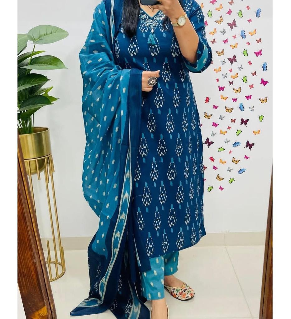 Women Party Wear Kurta Pant Dupatta Set Indian Party Wear Top Tunic Kurti Salwar Kameez