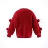Girls Clothing Spring Autumn Baby Round Neck Sweater Children Fashion Cute Long Sleeved Fur Ball Knitting Shirt Solid Color Tops