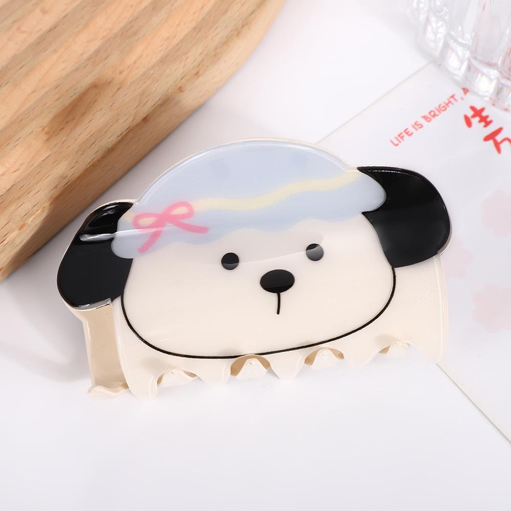 1pc Acrylic Cute Cartoon Dog Hair Grabbing Girl's Heart Soft Cute Hair Hairpin Sweet Student Children's Coiled Hair Shark Clip