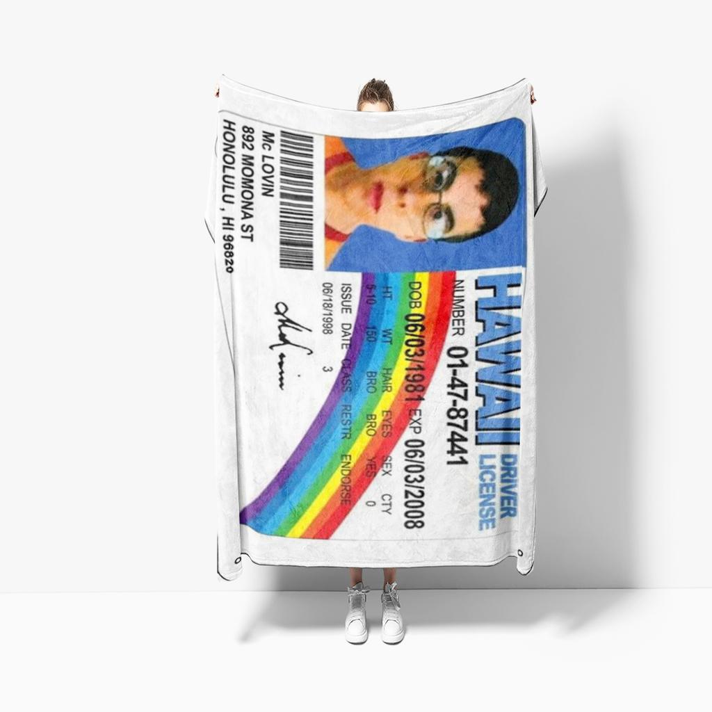 1 ks Zábavná McLovin ID Falešný řidičský průkaz, Dekorační banner Meme deka s HD potiskem, Cool deka do koleje D