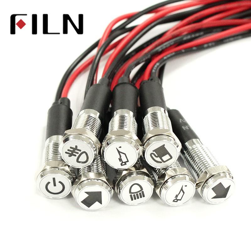 FILN 8-16mm Waterproof LED Car Signal Indicator Light, 12V