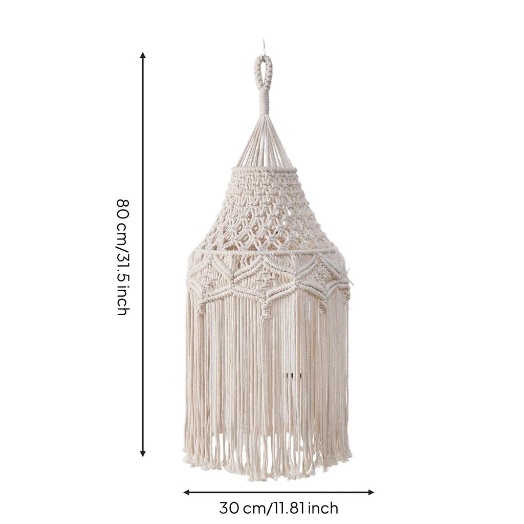 Macrame Lamp Shade Handwoven Boho Light Openwork for Bedroom, Reading Nook