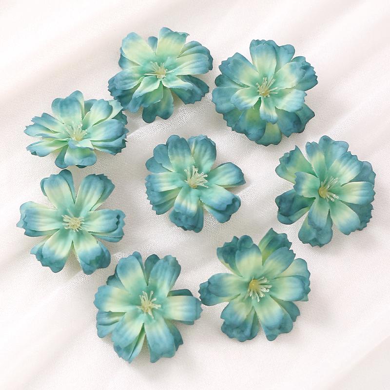 

5CM Silk Artificial Cherry Blossom Heads DIY Flower Decoration for Home Decor Wedding Party Corsage Decortion Fake Flowers 30Pcs тиффани синий