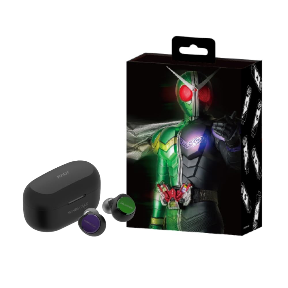 AVIOT Kamen Rider W Collaboration Wireless Earphones Equipped with Hybrid Dual Driver LDAC Compatible Up To 62 Hours of Playback Adaptive Hybrid Noise
