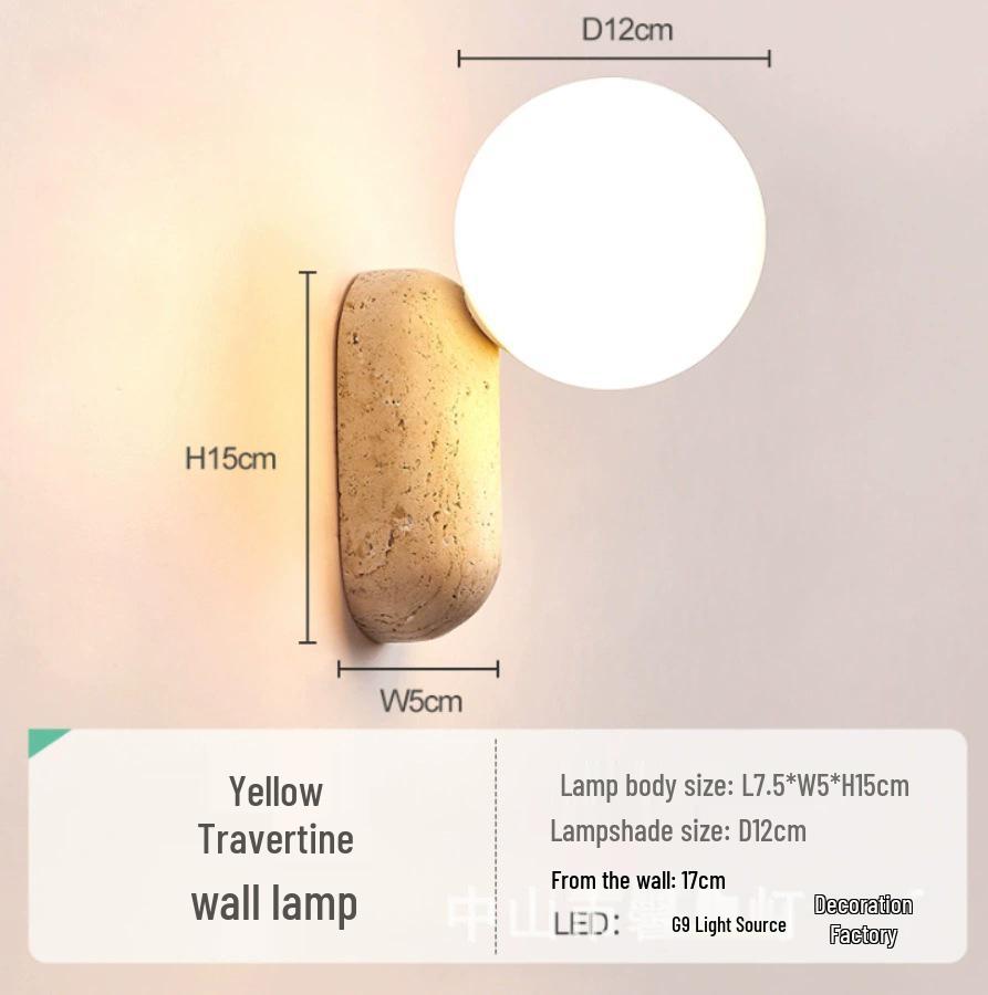 Wabi-Sabi Gelbe Travertin Nachttischlampe: Retro-Stil für Schlafzimmer & Wohnzimmer