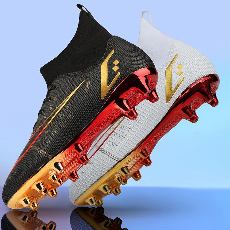 Electroplated sole football shoes high top