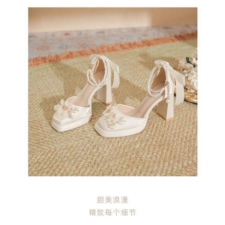 Fashion Girls High Heels Kids Princess Sandal Ladies Platform  Bow Lace Mary Jane Lolita Shoes Women Party High Heels  Women Pumps