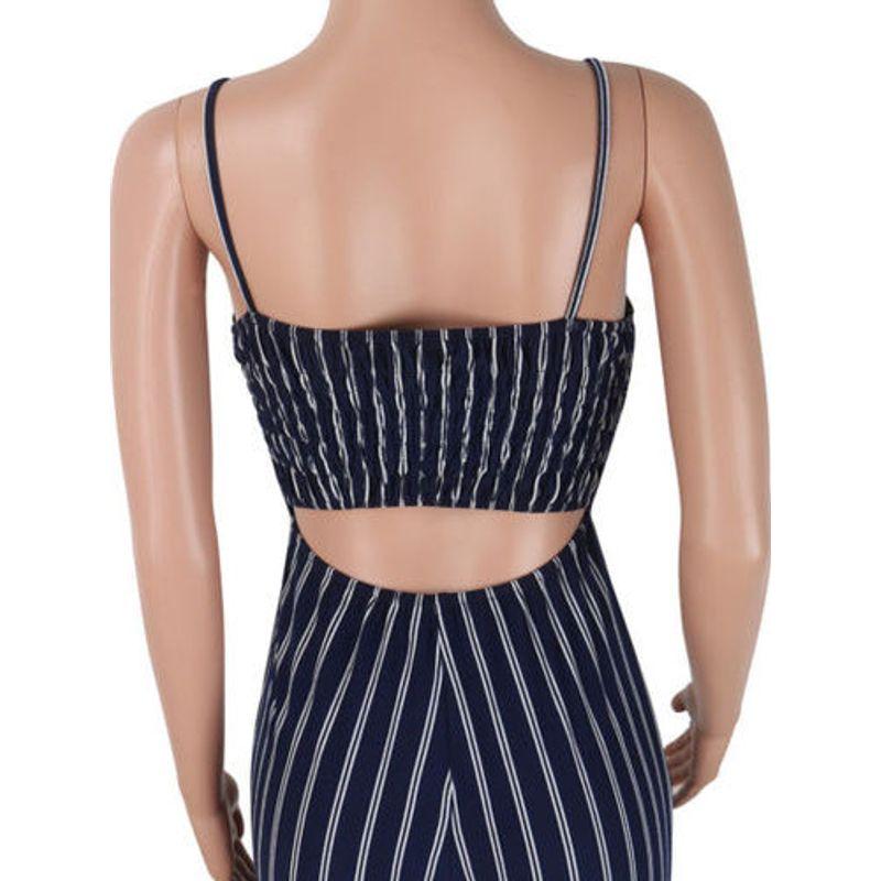 Striped Suspender Jumpsuit Wide Leg Striped Spaghetti Straps Jumpsuit Pants