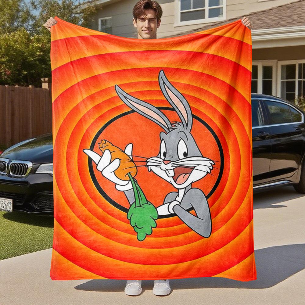 1pc Bugs Bunny carrotOutdoor Flannel Blanket Soft Plush Decor for Picnics, camping,Bedroom, Playroom, or Lunch Breakn1148A