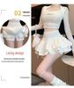 Women's Ballet-Style Puff Skort: Spring/Summer White Short Umbrella Skirt, Faux Two-Piece Design