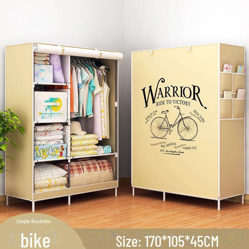 Simple Non-Woven Dustproof Folding Wardrobe with Steel Frame and Hanger