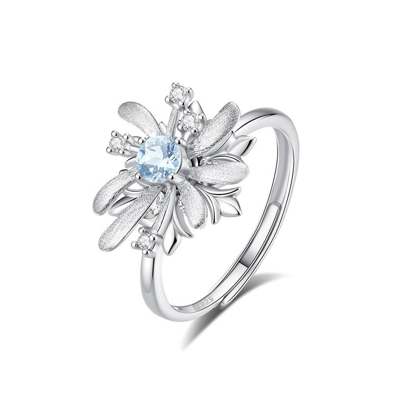 Rotatable fireworks s925 sterling silver jewelry set, light luxury, natural crystal necklace ring, two-piece jewelry gift.