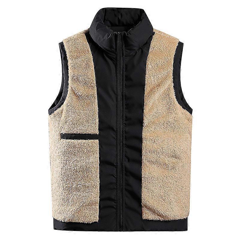 Men's Sleeveless Coat Lambswool Zipper Vest Winter Plus Size Male Warm Waistcoat Fleece Vest Brand Clothing Winter Vest Jackets