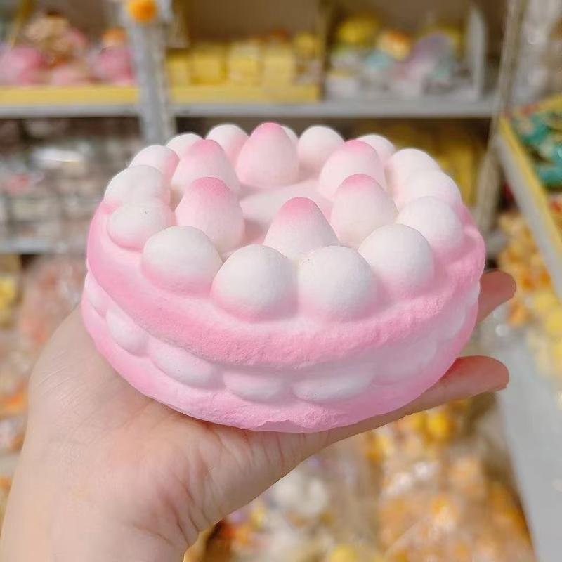 Super Soft Pink Realistic Strawberry Cake Toy Slow Rebound Squeeze Fidget Toy for Adult Office Stress Relief