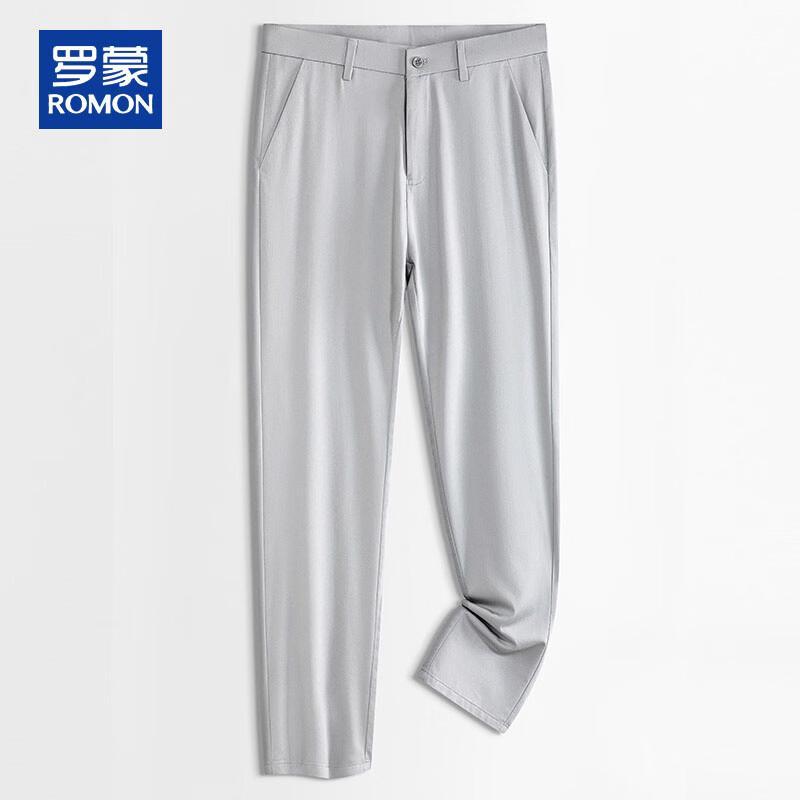 

ROMON Men s Summer Silk Blend Straight-Leg Casual Pants 34