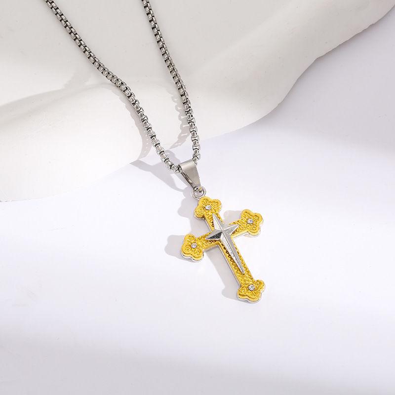 Gold Cross Necklace for Men & Women, Hip Hop Style Pendant