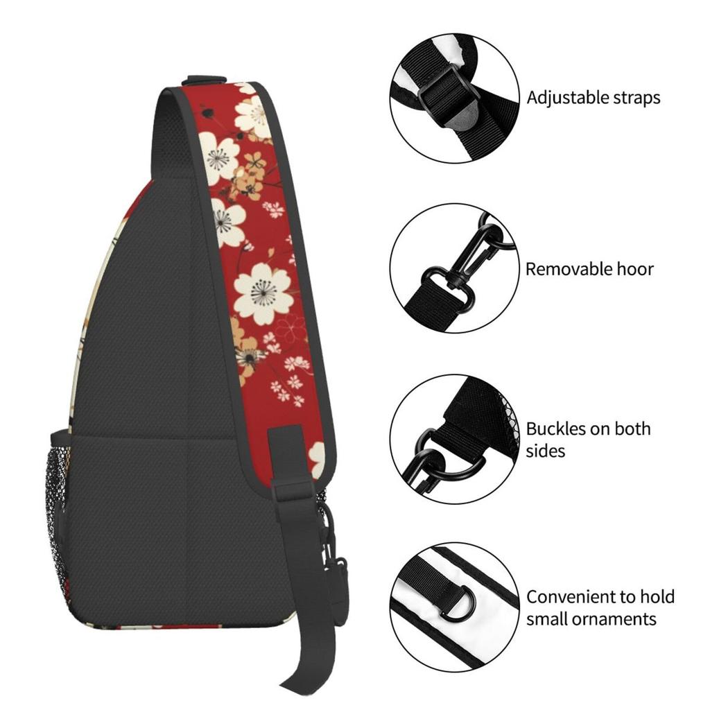 DADABULIU Cherry Blossom Pattern Crossbody Shoulder Bag for Men and Large Perfect for and School Japanese-Style Women, Capacity, Lightweight,