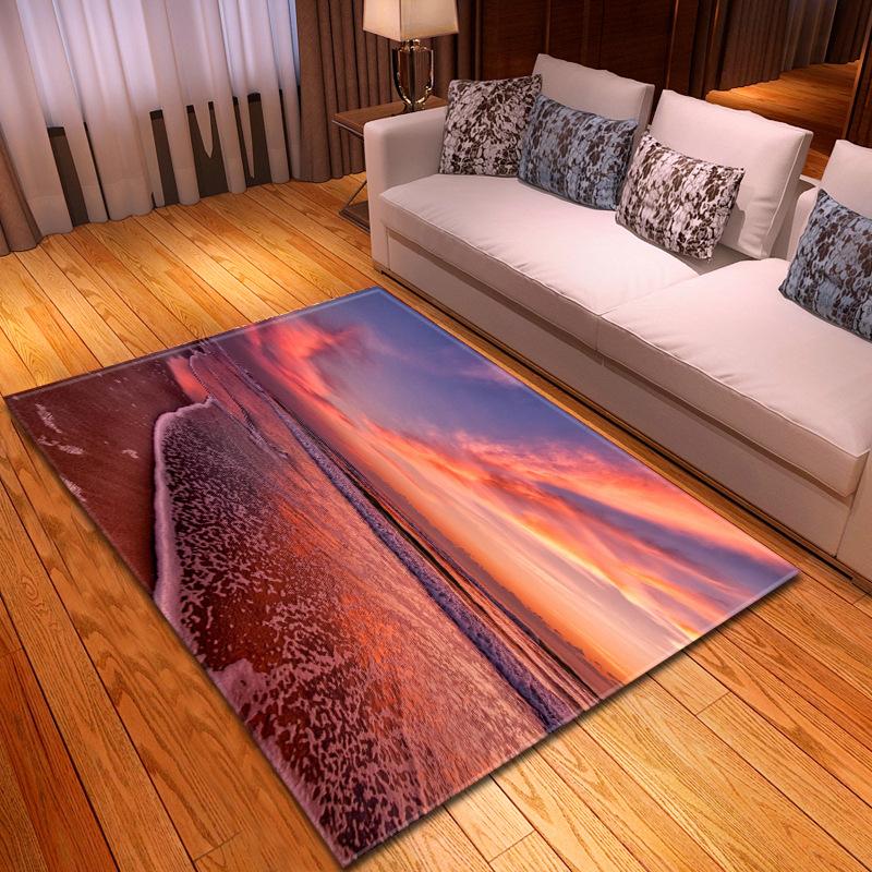Beach Concept Landscape Living Room Carpet Bedroom Dining Room Floor Mat Pattern Size