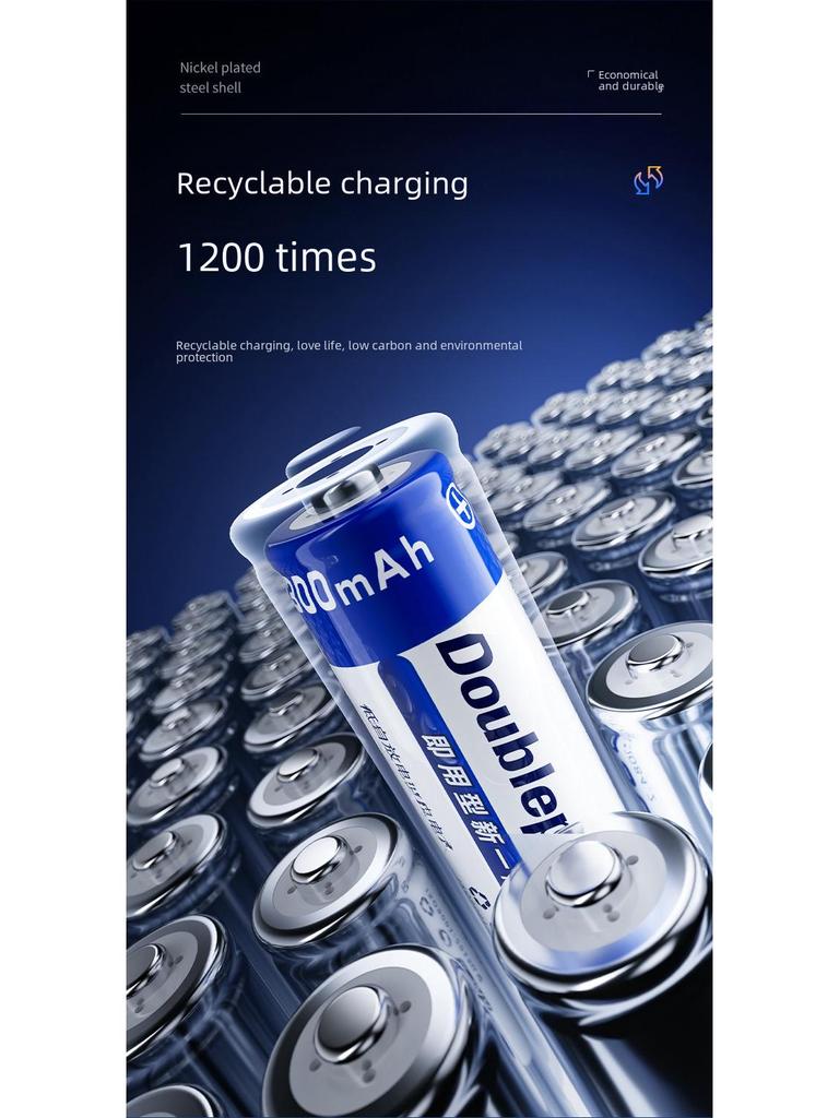 2x 5th Gen 1.2V Rechargeable Battery Set with Intelligent Light, 3300mAh, for Microphones