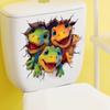 Creative 3D Breaking Wall Dinosaur Toilet & Wall Sticker Self-Adhesive Removable for Kids Bedroom Living Room Home Decor