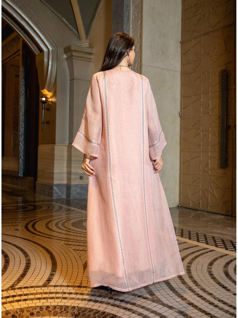 Dubai Sequin Embellished Jalabiya - Eid Muslim Women's Long Robe